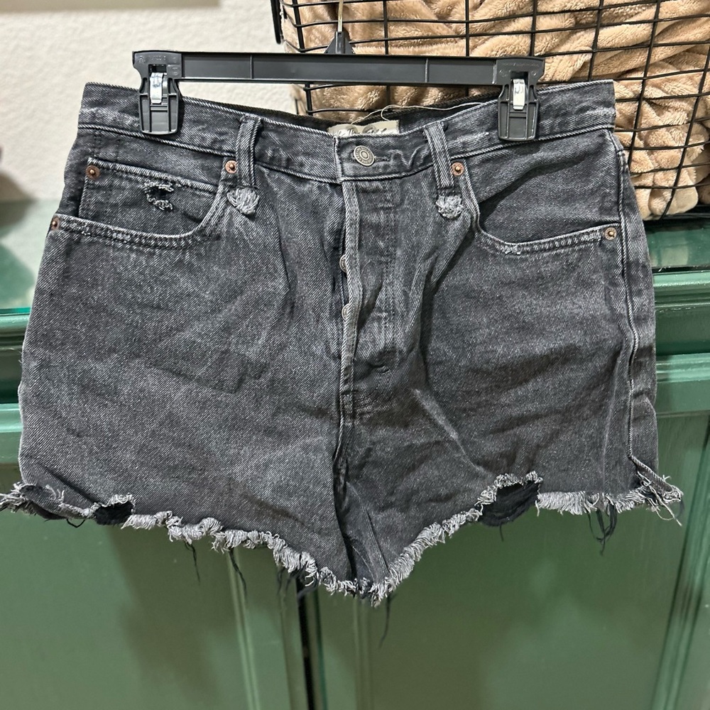 We The Free Black Jean Shorts High-Waisted Distressed